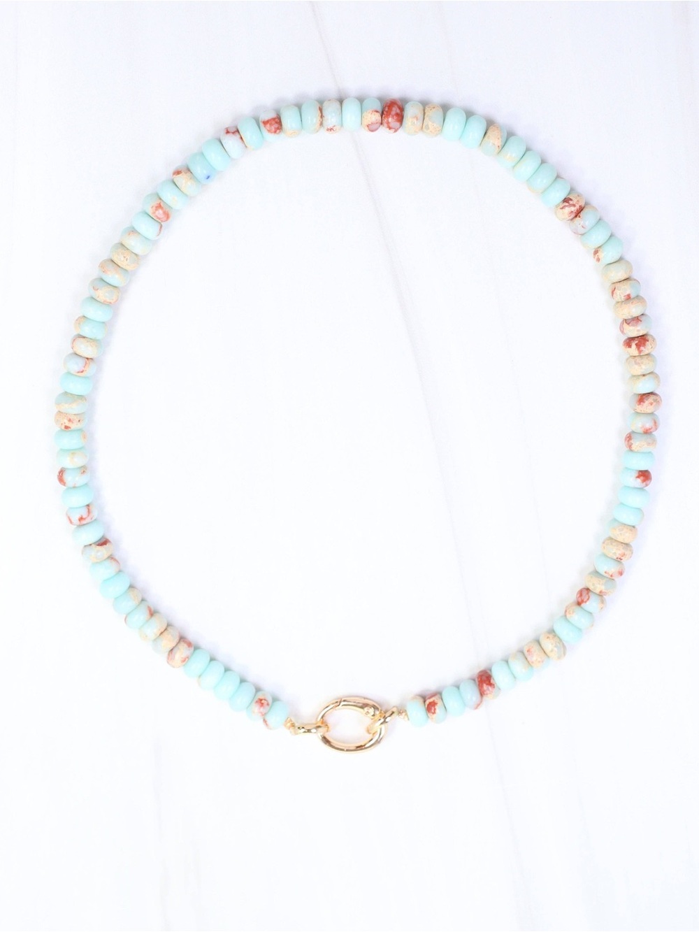 Caroline Hill Gisela Multi Stone Beaded Oval Clasp Necklace